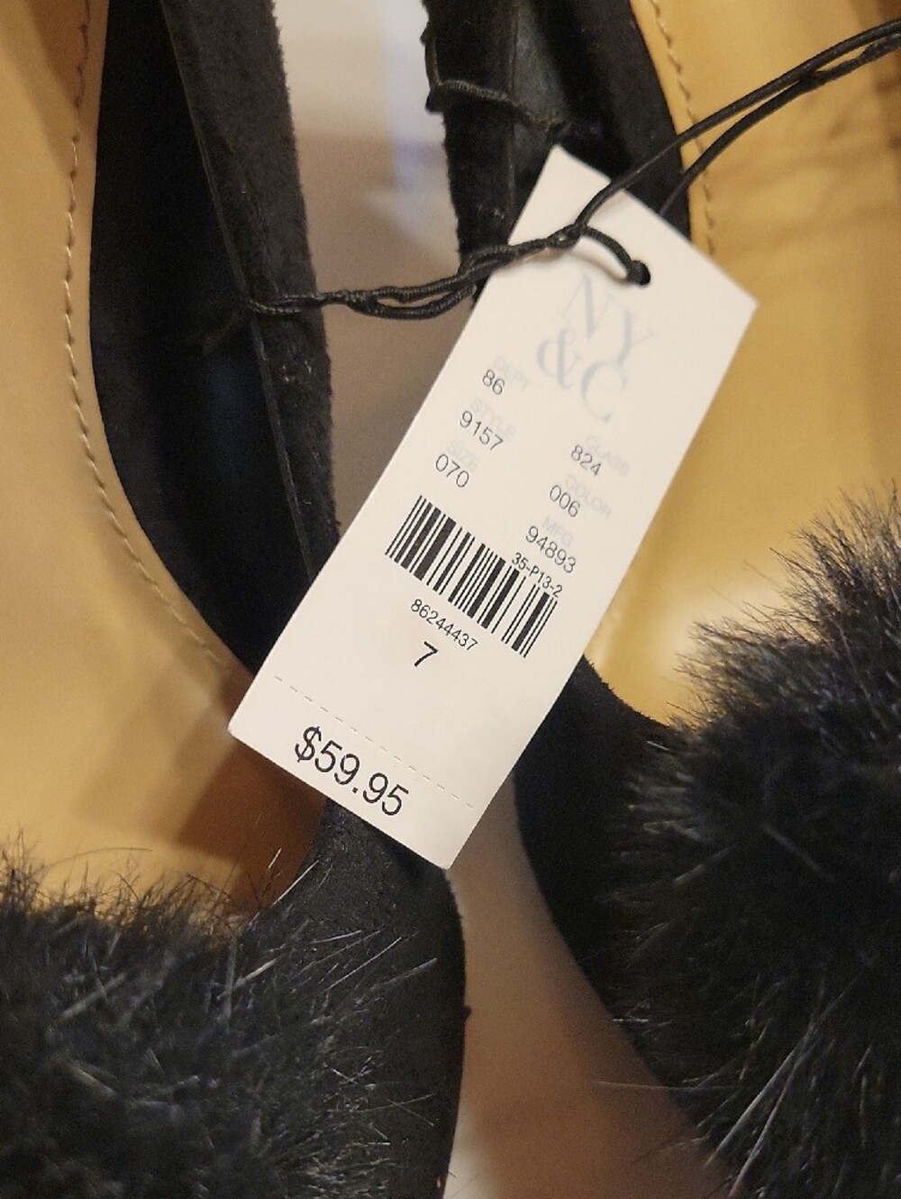 New York & Company Black Pointed Toe Pom-Pom Stilettos - Picture 2 of 7